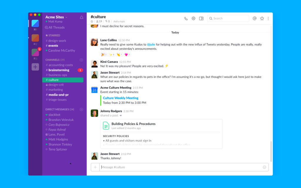 تطبيق Slack للتواصل السريع