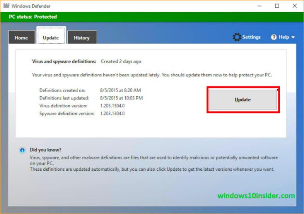 برنامج Windows Defender